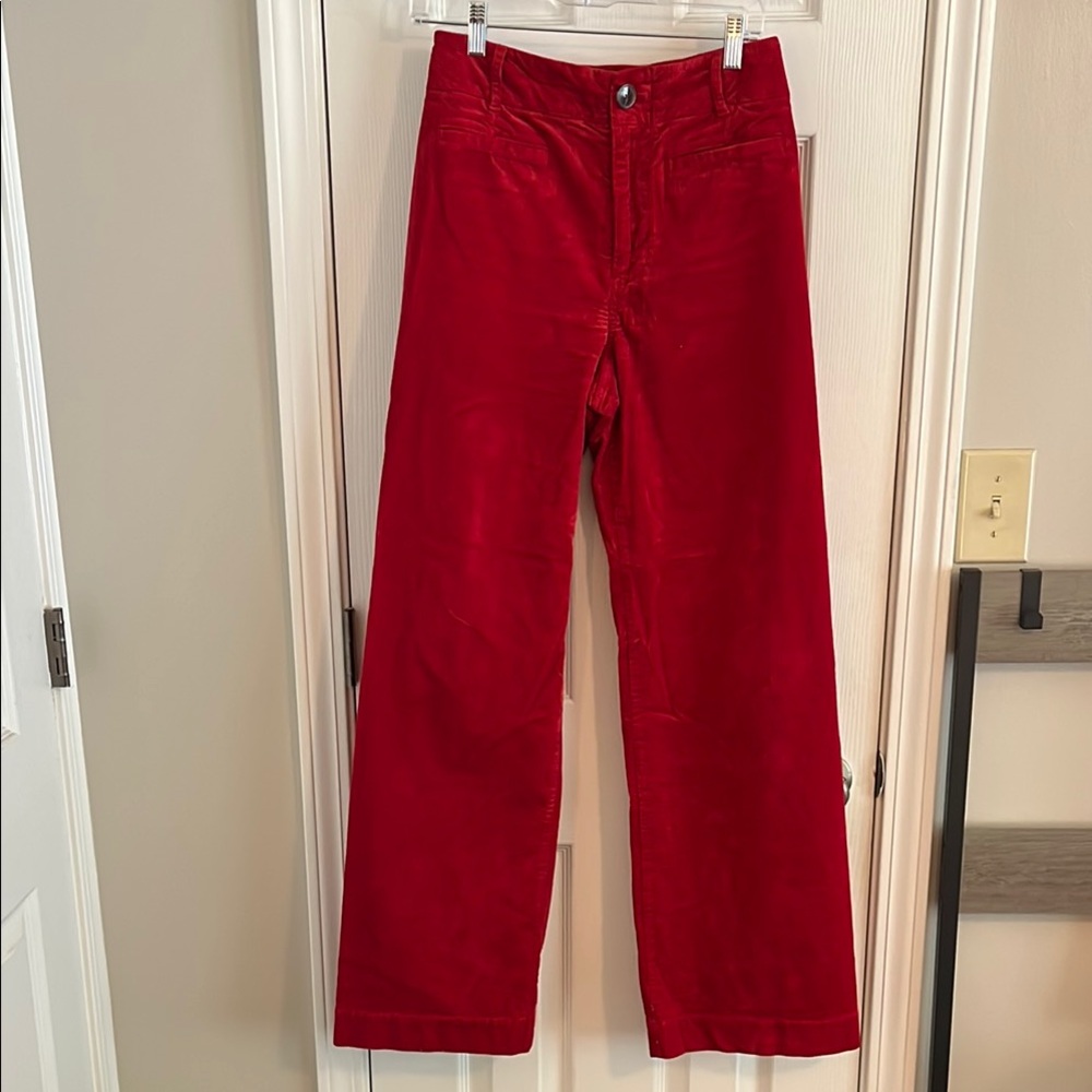 Anthropologie Maeve Red Corduroy Pants
